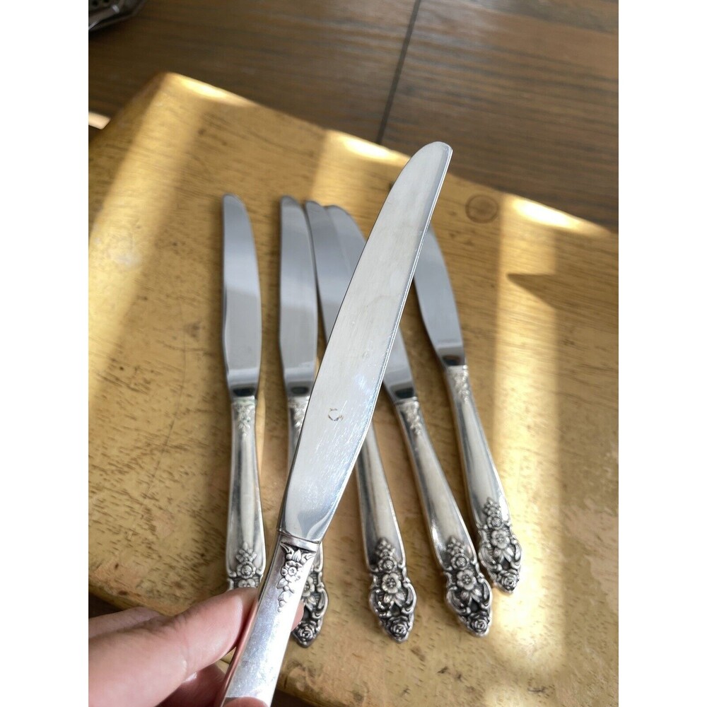Oneida DISTINCTION 6-Hollow Dinner Knives Prestige 1951 Silverplate Flatware - Picture 5 of 7